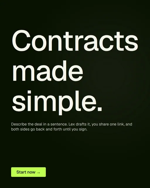 Video for contracts.io: "Contracts made simple.". Doc motion loop, 7.0 s, dark palette.