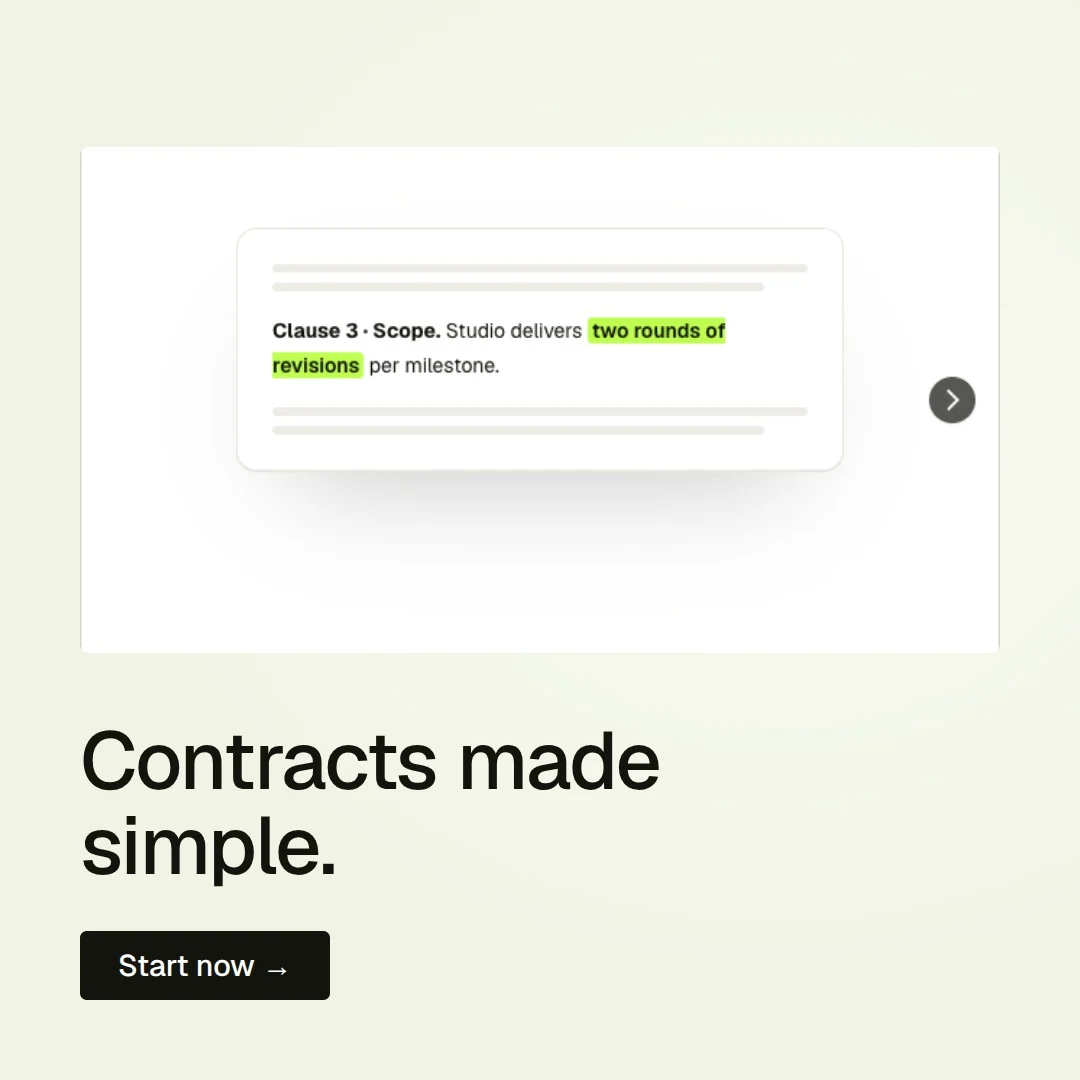 Video for contracts.io: "Contracts made simple.". Doc motion loop, 6.0 s, light palette.