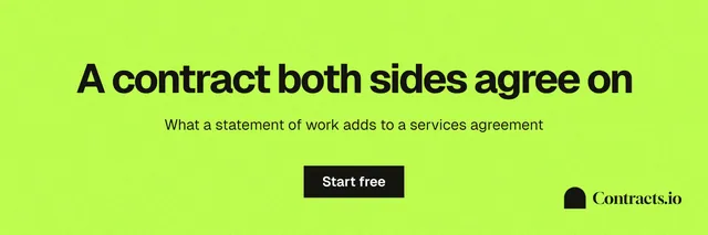 X header for contracts.io: "A contract both sides agree on". Swiss style, centred layout, light palette in green.