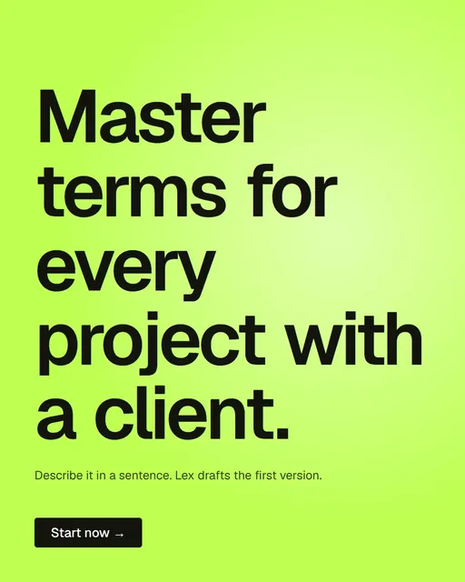Video for contracts.io: "Master terms for every project with a client.". Kinetic type grid, 8.0 s, light palette.