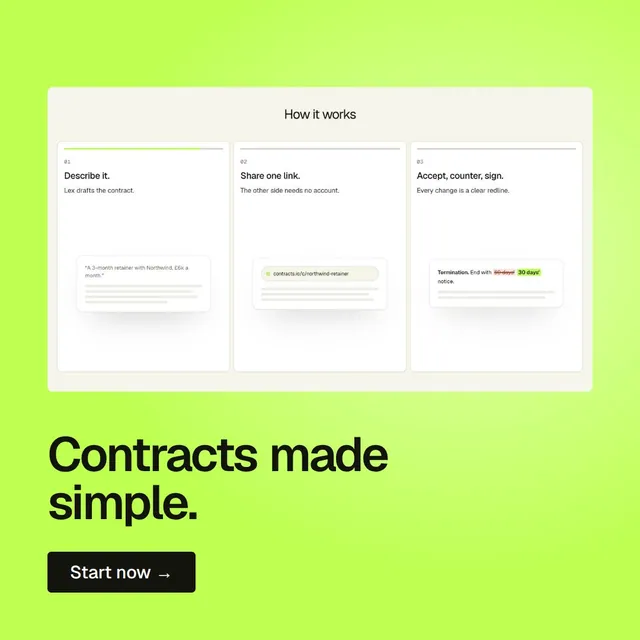 Video for contracts.io: "Contracts made simple.". Doc motion loop, 6.0 s, light palette.