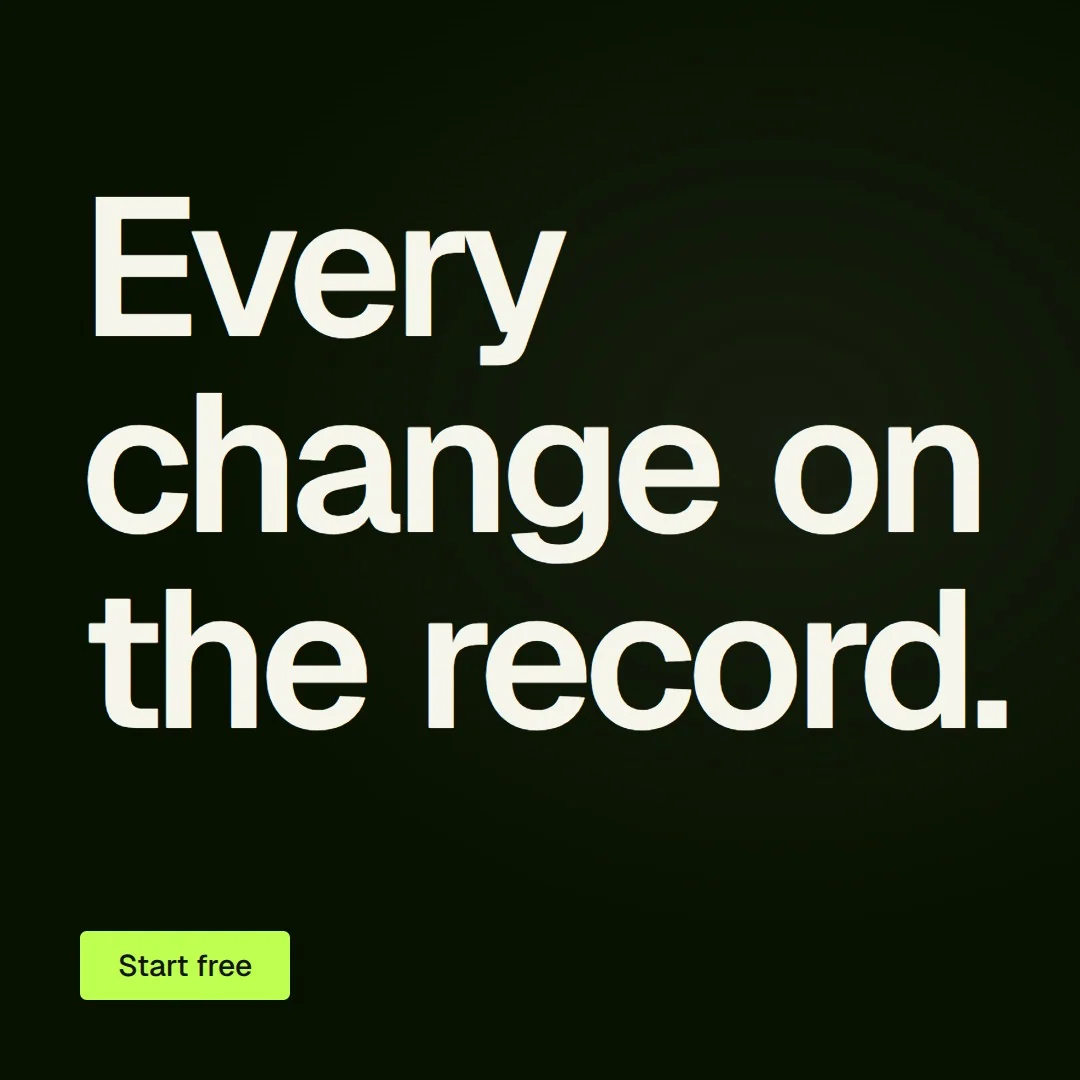 Video for contracts.io: "Every change on the record.". Doc motion loop, 6.0 s, dark palette.