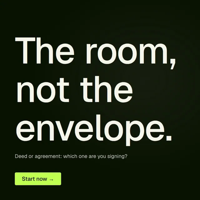 Video for contracts.io: "The room, not the envelope.". Doc motion loop, 8.0 s, dark palette.