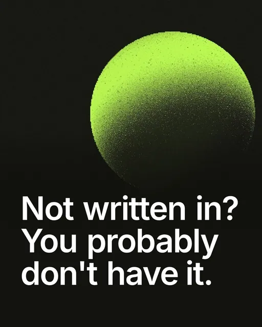 Video for contracts.io: "Not written in? You probably don't have it.". Shader loop, 6.0 s, dark palette.