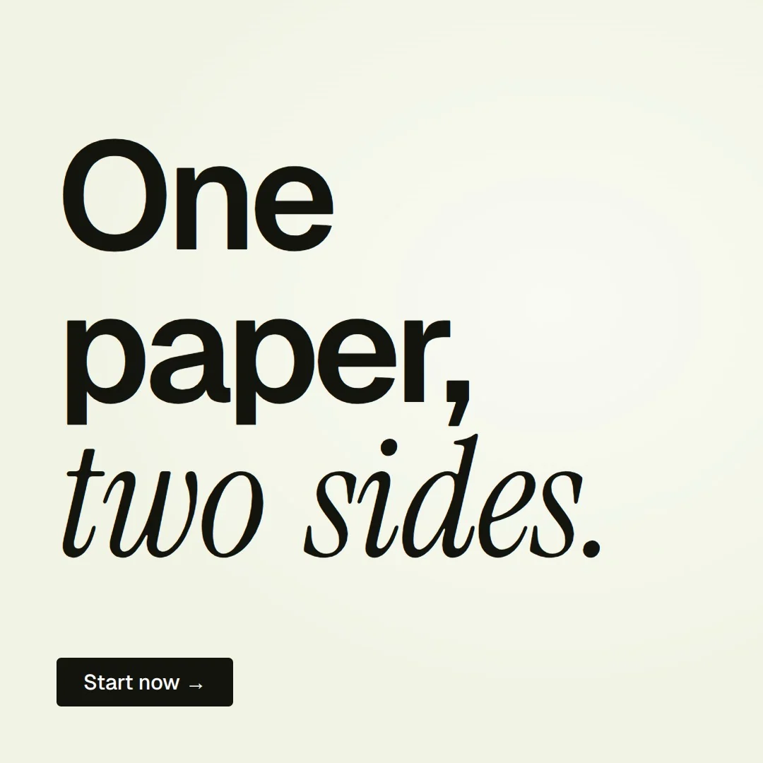 Video for contracts.io: "One paper, two sides.". Doc motion loop, 6.0 s, light palette.