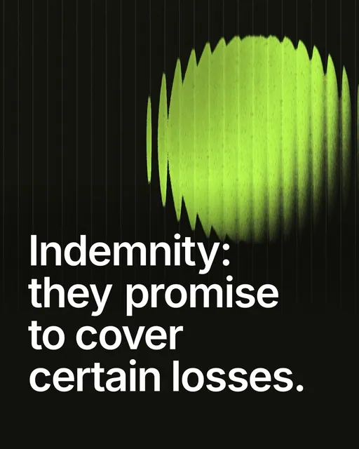 Video for contracts.io: "Indemnity: they promise to cover certain losses.". Shader loop, 6.0 s, dark palette.