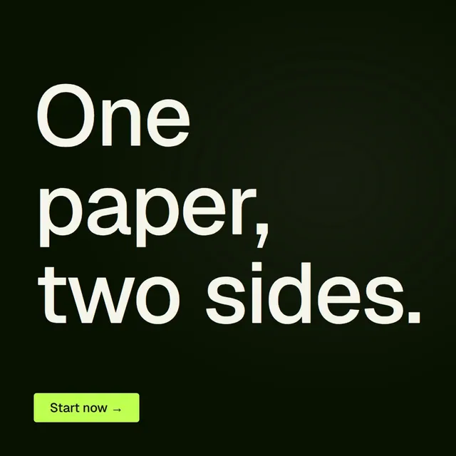 Video for contracts.io: "One paper, two sides.". Doc motion loop, 6.0 s, dark palette.
