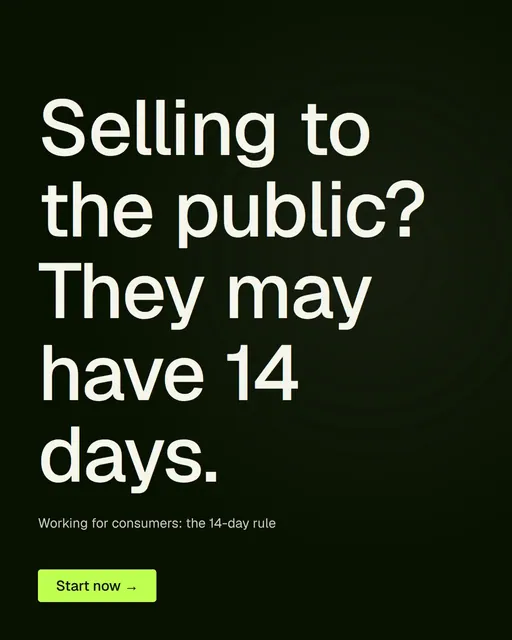 Video for contracts.io: "Selling to the public? They may have 14 days.". Doc motion loop, 7.0 s, dark palette.