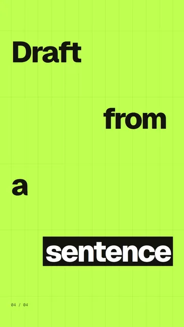 Video for contracts.io: "Draft from a sentence". Kinetic type grid, 6.0 s, light palette.