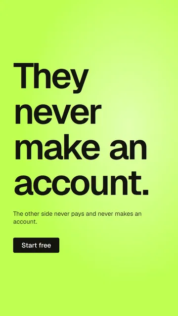 Video for contracts.io: "They never make an account.". Doc motion loop, 6.0 s, light palette.