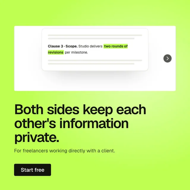 Video for contracts.io: "Both sides keep each other's information private.". Doc motion loop, 6.0 s, light palette.