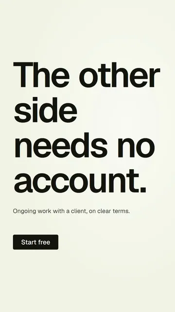 Video for contracts.io: "The other side needs no account.". Doc motion loop, 8.0 s, light palette.