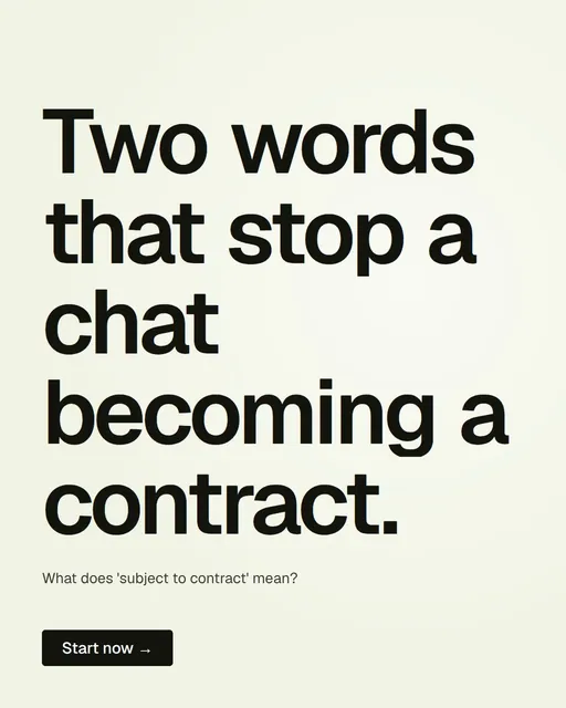 Video for contracts.io: "Two words that stop a chat becoming a contract.". Doc motion loop, 8.0 s, light palette.