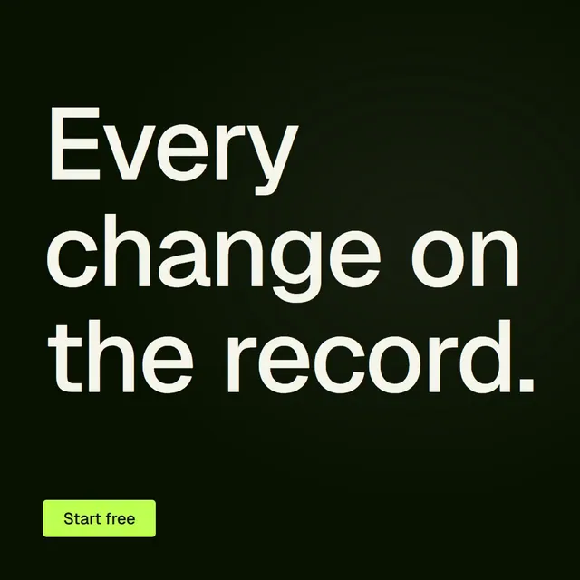 Video for contracts.io: "Every change on the record.". Doc motion loop, 6.0 s, dark palette.