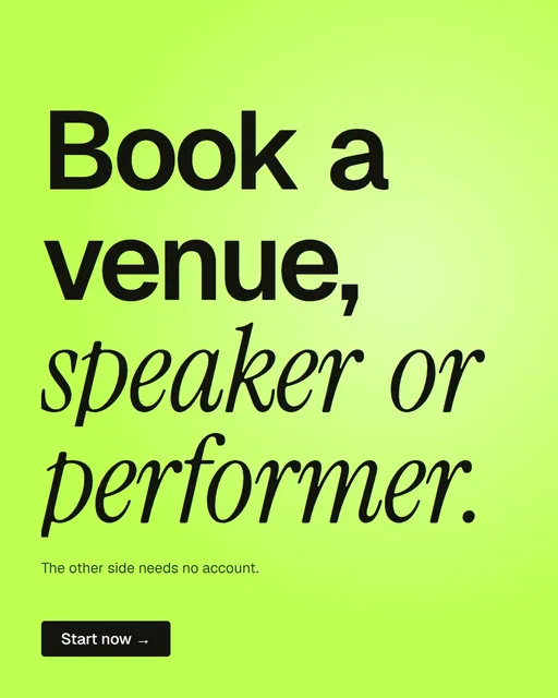 Video for contracts.io: "Book a venue, speaker or performer.". Doc motion loop, 7.0 s, light palette.