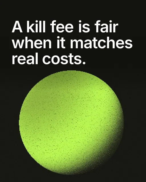Video for contracts.io: "A kill fee is fair when it matches real costs.". Shader loop, 6.0 s, dark palette.