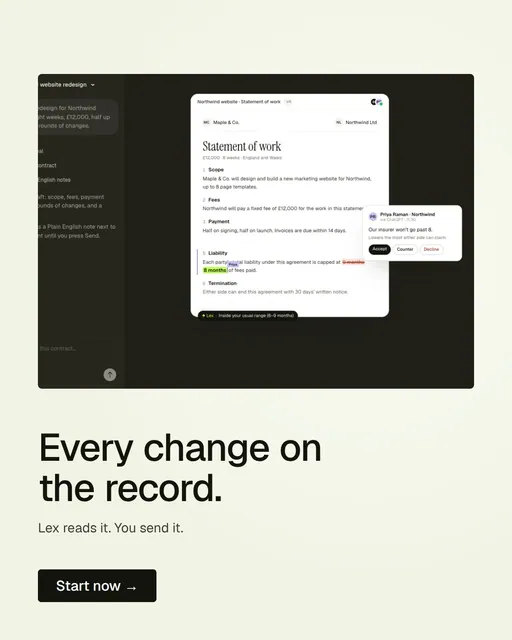 Video for contracts.io: "Every change on the record.". Doc motion loop, 6.0 s, light palette.