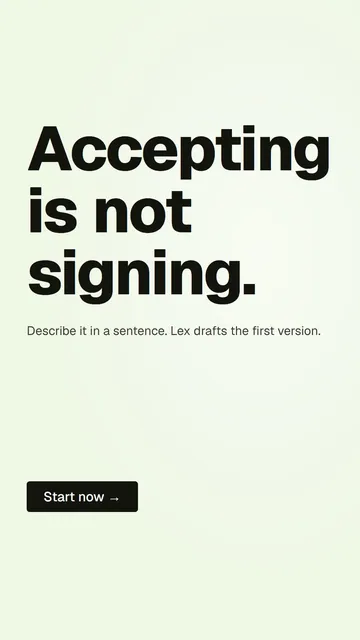 Video for contracts.io: "Accepting is not signing.". Doc motion loop, 6.0 s, light palette.