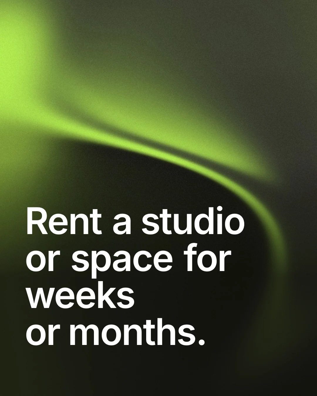 Video for contracts.io: "Rent a studio or space for weeks or months.". Shader loop, 6.0 s, dark palette.