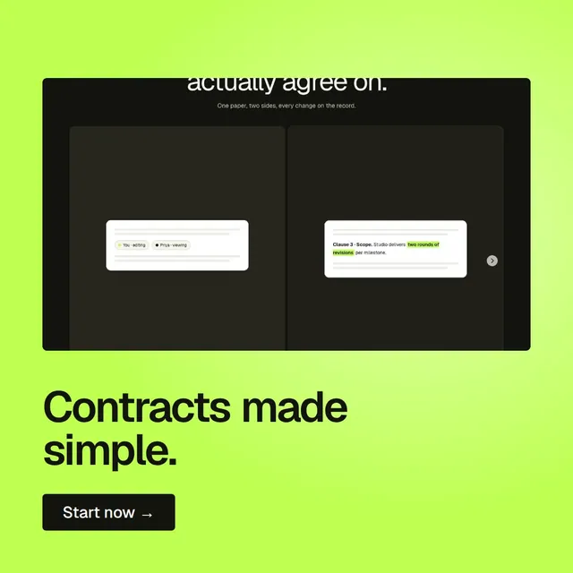 Video for contracts.io: "Contracts made simple.". Doc motion loop, 6.0 s, light palette.