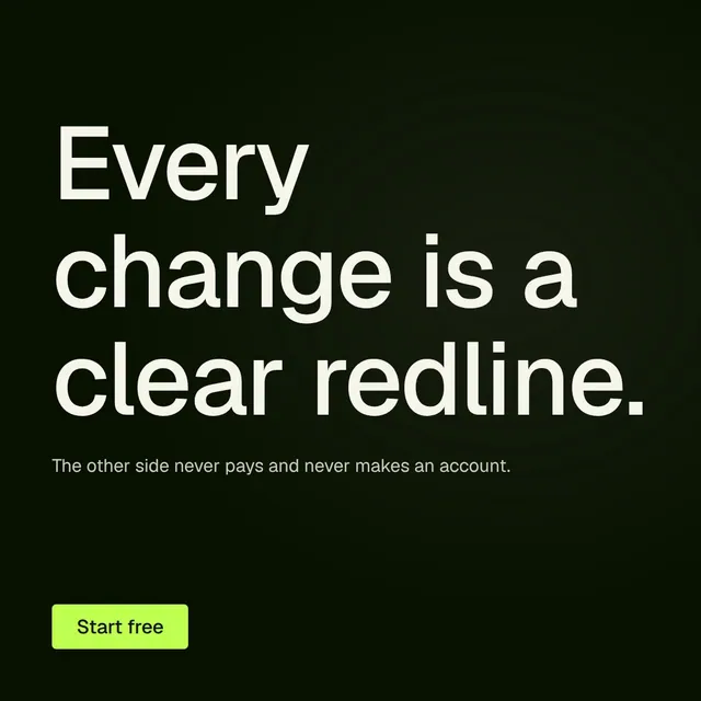 Video for contracts.io: "Every change is a clear redline.". Doc motion loop, 7.0 s, dark palette.