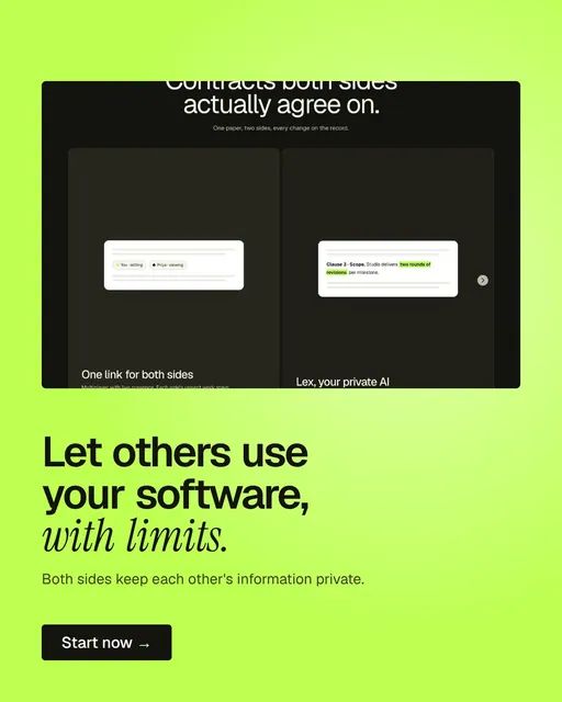 Video for contracts.io: "Let others use your software, with limits.". Doc motion loop, 6.0 s, light palette.