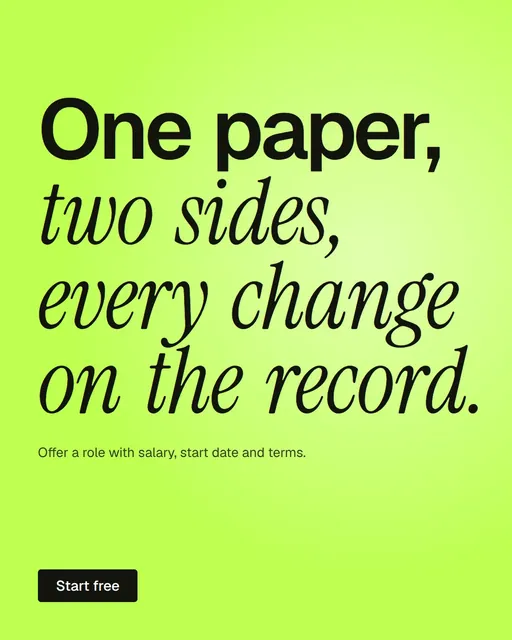 Video for contracts.io: "One paper, two sides, every change on the record.". Doc motion loop, 6.0 s, light palette.
