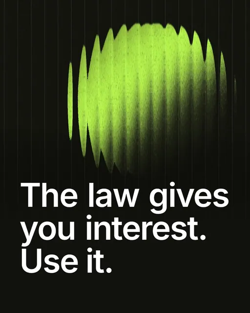 Video for contracts.io: "The law gives you interest. Use it.". Shader loop, 6.0 s, dark palette.
