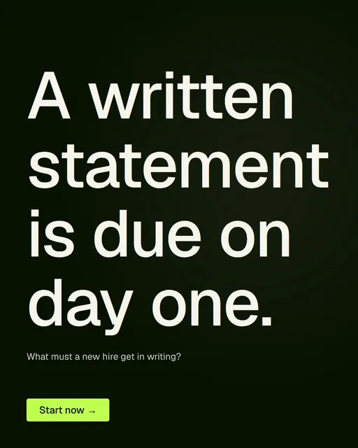 Video for contracts.io: "A written statement is due on day one.". Doc motion loop, 6.0 s, dark palette.