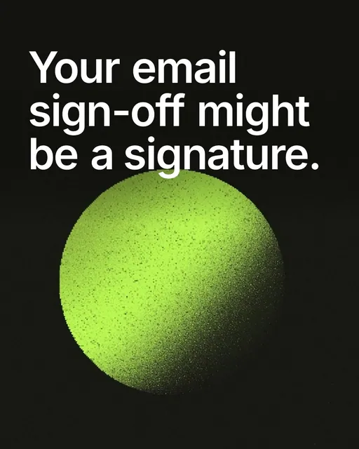 Video for contracts.io: "Your email sign-off might be a signature.". Shader loop, 6.0 s, dark palette.
