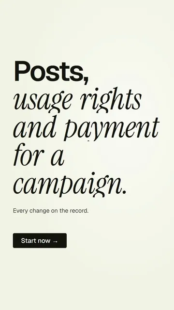 Video for contracts.io: "Posts, usage rights and payment for a campaign.". Doc motion loop, 7.0 s, light palette.