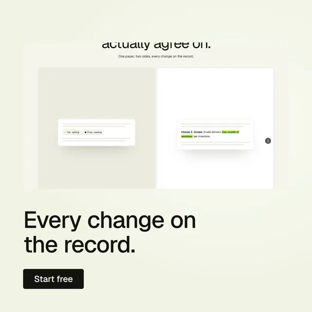 Video for contracts.io: "Every change on the record.". Doc motion loop, 6.0 s, light palette.