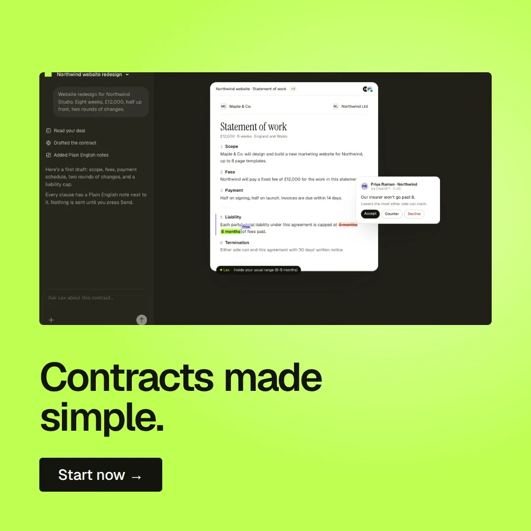 Video for contracts.io: "Contracts made simple.". Doc motion loop, 6.0 s, light palette.