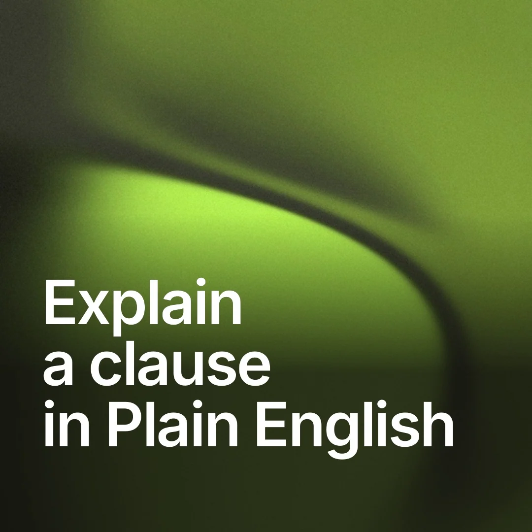 Video for contracts.io: "Explain a clause in Plain English". Shader loop, 6.0 s, dark palette.