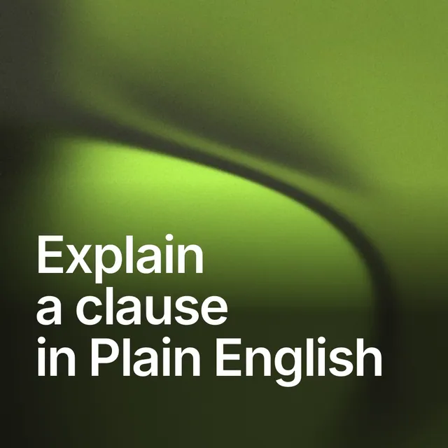 Video for contracts.io: "Explain a clause in Plain English". Shader loop, 6.0 s, dark palette.