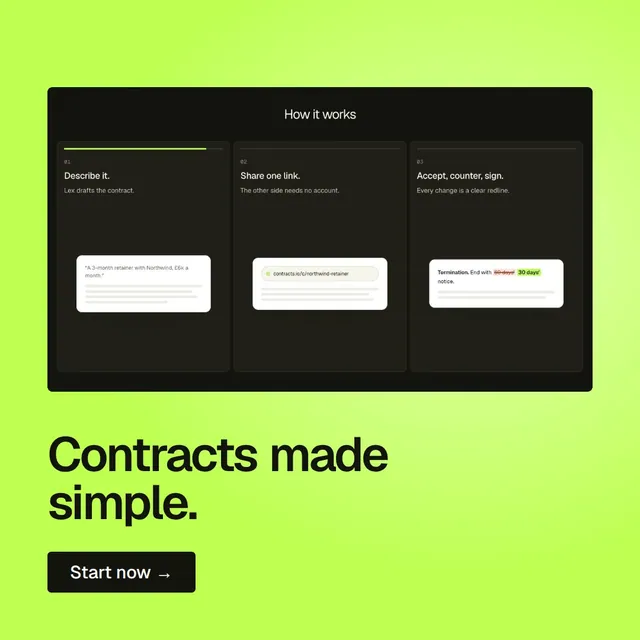 Video for contracts.io: "Contracts made simple.". Doc motion loop, 6.0 s, light palette.
