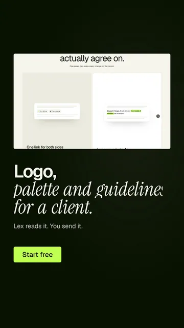 Video for contracts.io: "Logo, palette and guidelines for a client.". Doc motion loop, 8.0 s, dark palette.