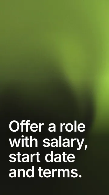 Video for contracts.io: "Offer a role with salary, start date and terms.". Shader loop, 6.0 s, dark palette.