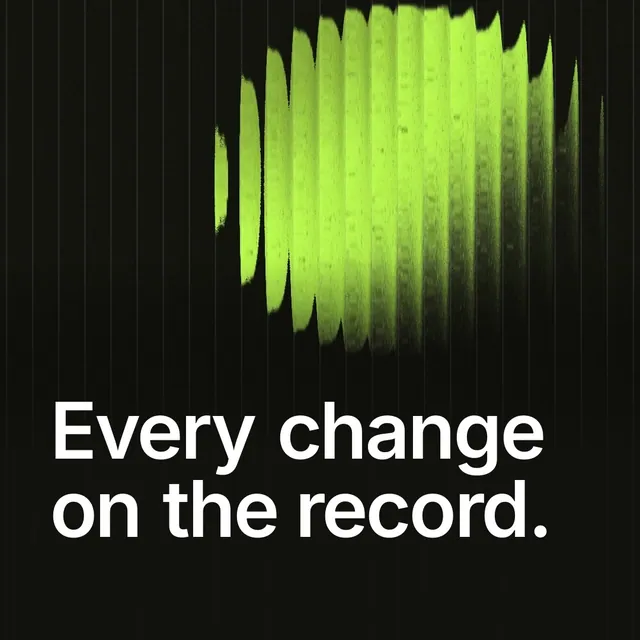 Video for contracts.io: "Every change on the record.". Shader loop, 6.0 s, dark palette.