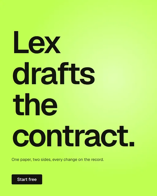 Video for contracts.io: "Lex drafts the contract.". Doc motion loop, 7.0 s, light palette.