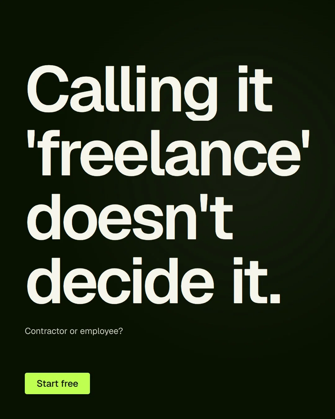 Video for contracts.io: "Calling it 'freelance' doesn't decide it.". Doc motion loop, 8.0 s, dark palette.