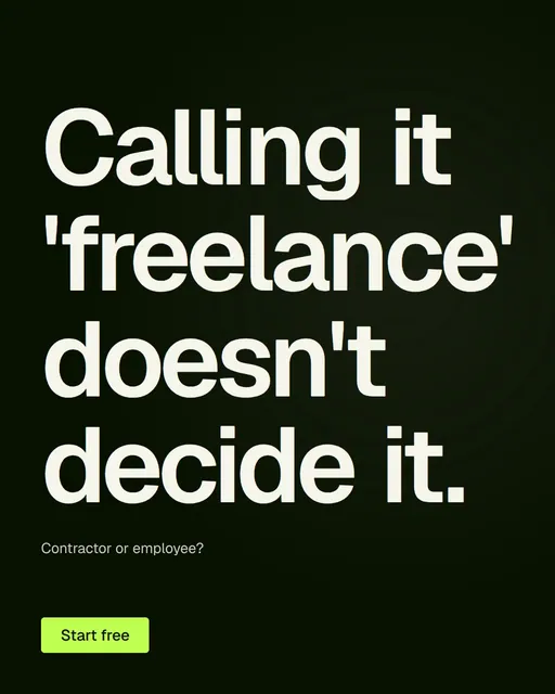 Video for contracts.io: "Calling it 'freelance' doesn't decide it.". Doc motion loop, 8.0 s, dark palette.