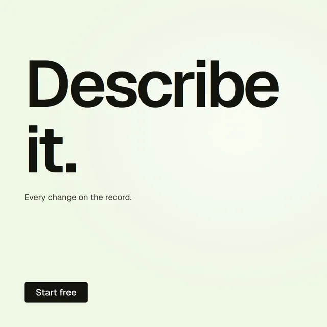 Video for contracts.io: "Describe it.". Doc motion loop, 6.0 s, light palette.
