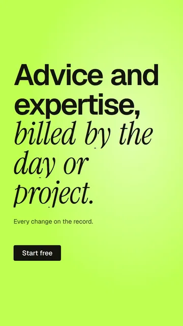 Video for contracts.io: "Advice and expertise, billed by the day or project.". Doc motion loop, 7.0 s, light palette.