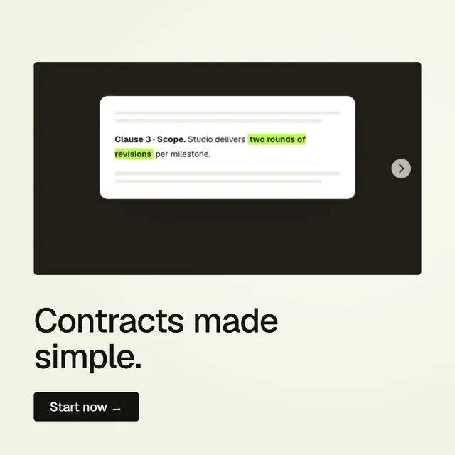 Video for contracts.io: "Contracts made simple.". Doc motion loop, 6.0 s, light palette.