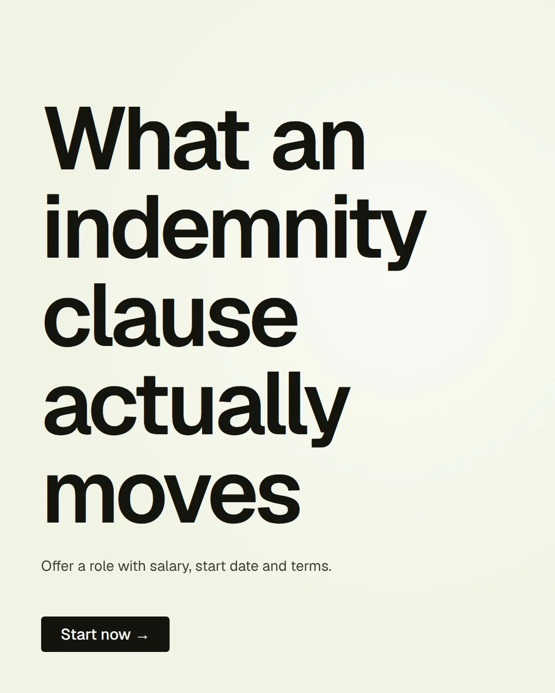 Video for contracts.io: "What an indemnity clause actually moves". Doc motion loop, 6.0 s, light palette.