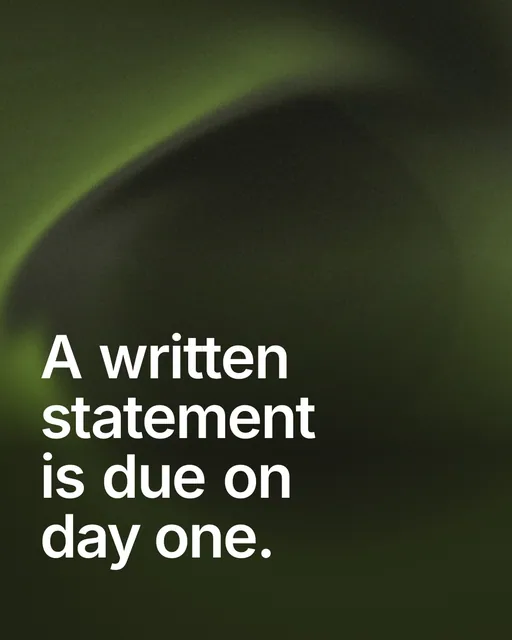Video for contracts.io: "A written statement is due on day one.". Shader loop, 6.0 s, dark palette.