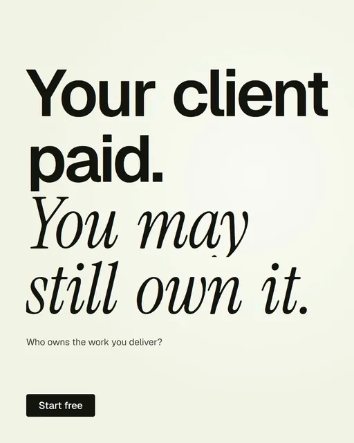 Video for contracts.io: "Your client paid. You may still own it.". Doc motion loop, 8.0 s, light palette.