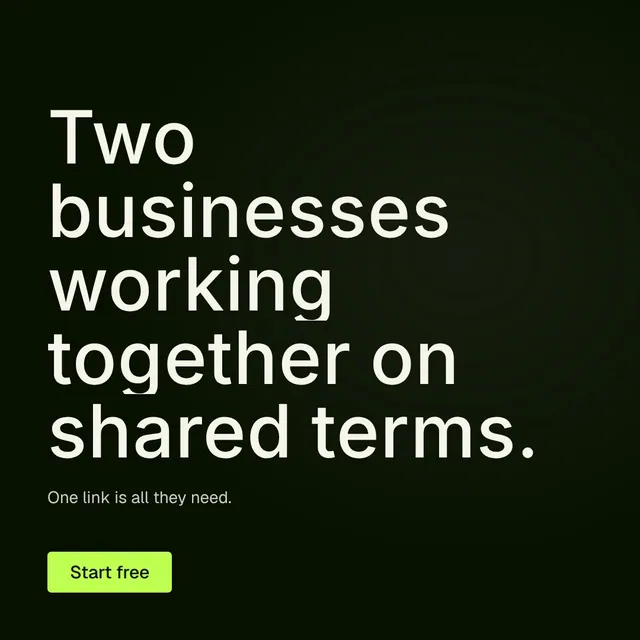 Video for contracts.io: "Two businesses working together on shared terms.". Doc motion loop, 8.0 s, dark palette.