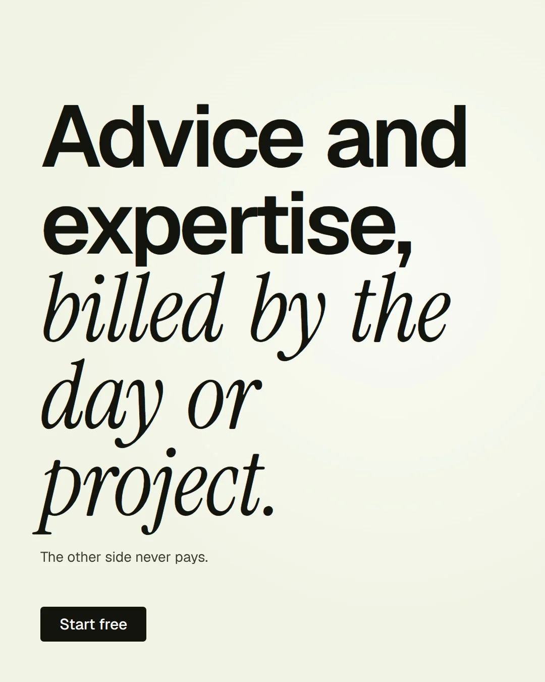 Video for contracts.io: "Advice and expertise, billed by the day or project.". Doc motion loop, 6.0 s, light palette.